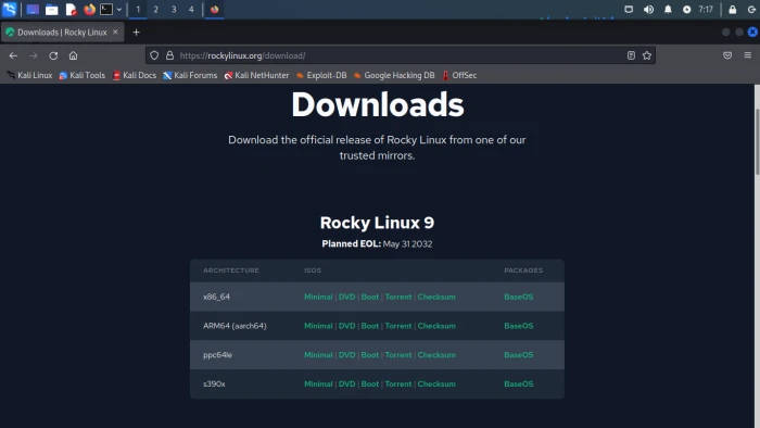 Checksum Rockylinux Esm W700