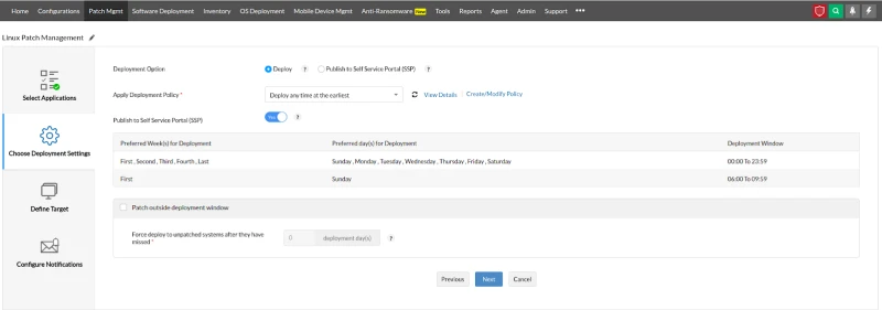 Schedule Patch Deployment Esm W800